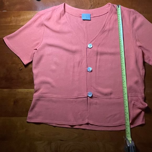Women's Rabbit Rabbit Rabbit Designs 3-botton, short-sleeve top, coral - Picture 8 of 9